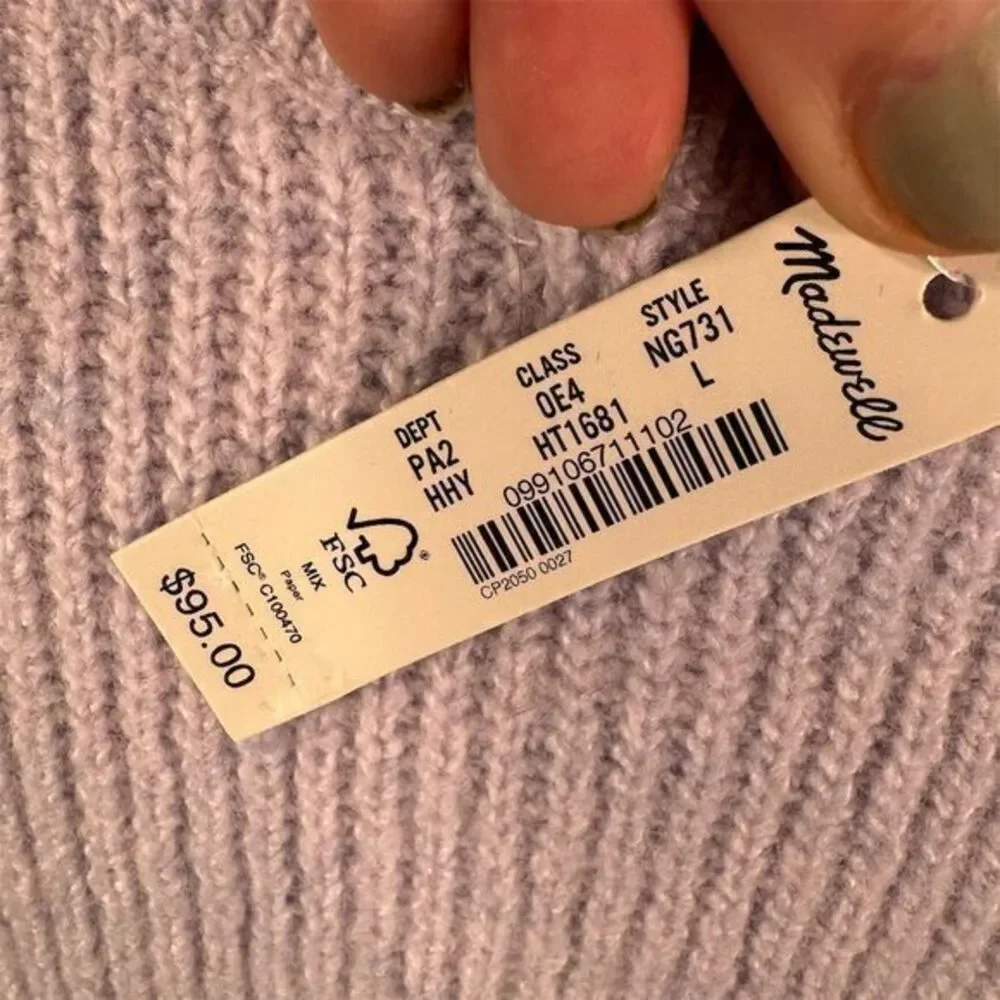 Madewell Lilac Square-Neck Wool Pullover Sweater Coziest Yarn‎ Size Large